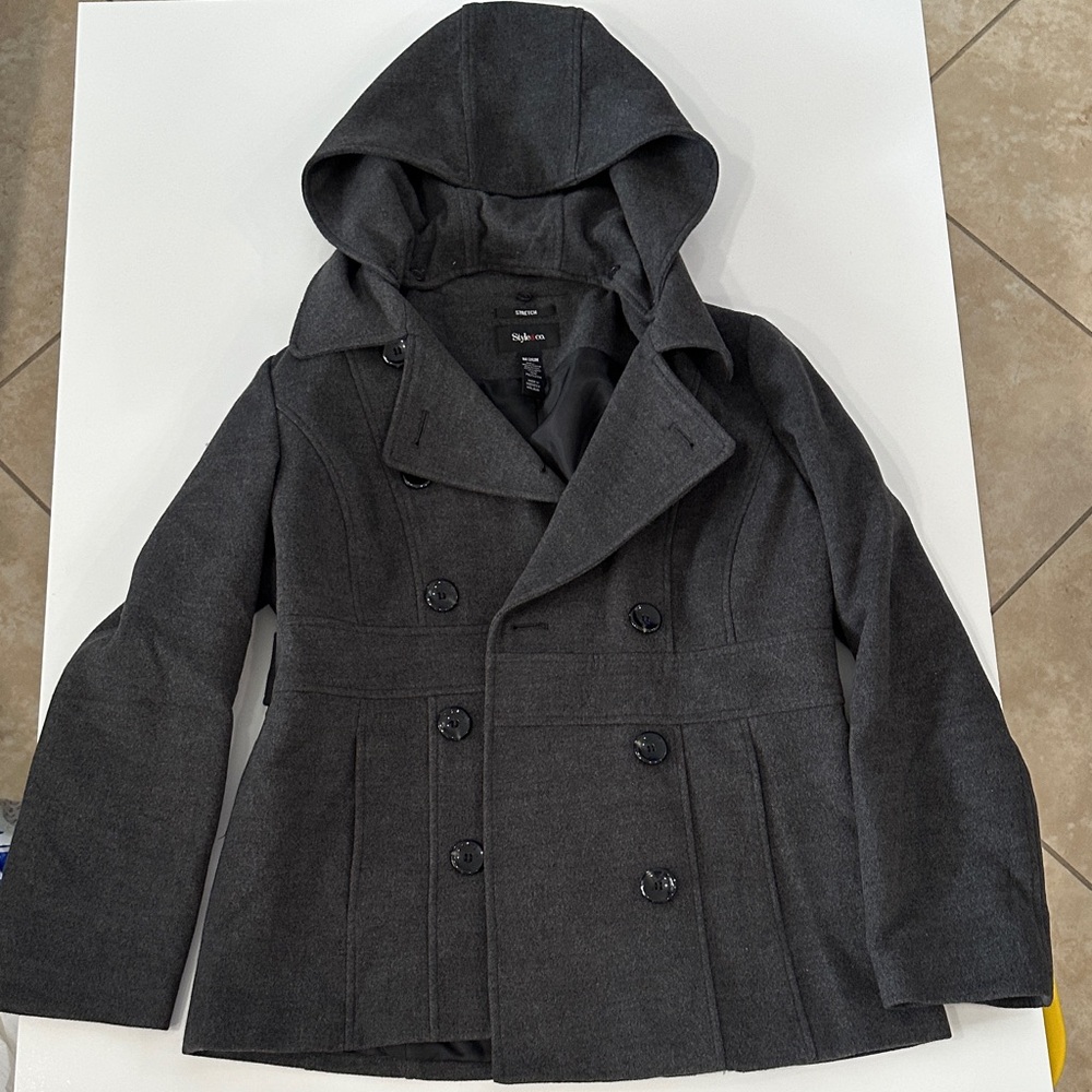 Charcoal Hooded Peacoat